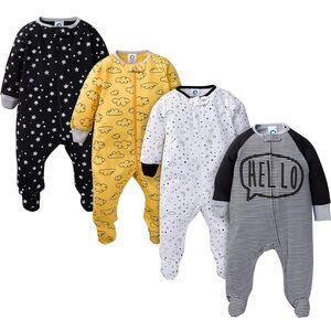 Gerber Black and Yellow Footies One Pieces